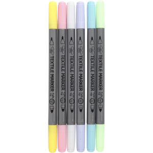Tekstiltusch, pastelfarver, streg 2,3+3,6 mm, 6 stk./ 1 pk.