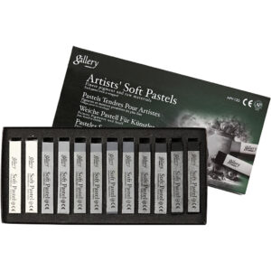 Gallery tørpastel, sort/hvid harmoni, L: 6,5 cm, tykkelse 10 mm, 12 stk./ 1 pk.