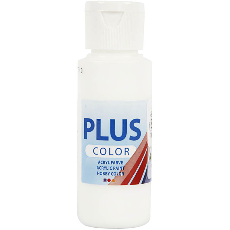 Plus Color hobbymaling, hvid, 60 ml/ 1 fl.