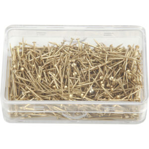 Knappenåle, guld, L: 16 mm, tykkelse 0,65 mm, 25 g/ 1 pk.