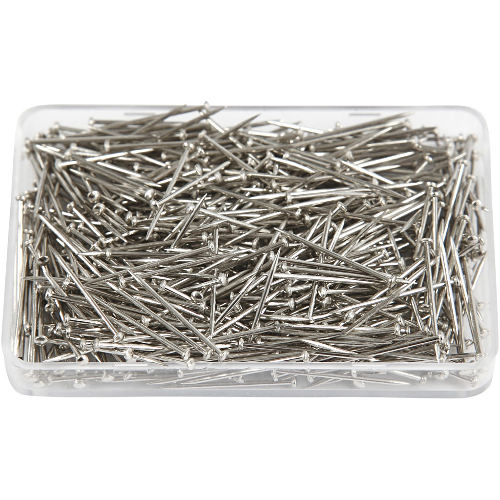 Knappenåle, sølv, L: 16 mm, tykkelse 0,65 mm, 25 g/ 1 pk.