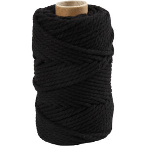 Macramé-reb, sort, L: 55 m, diam. 4 mm, 330 g/ 1 rl.