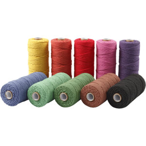 Knyttegarn, stærke farver, L: 315 m, tykkelse 1 mm, Tynd kvalitet 12/12, 10x220 g/ 1 pk.