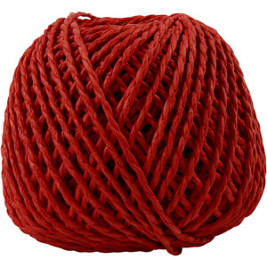 Papirgarn, rød, tykkelse 2,5-3 mm, 40 m/ 1 ngl., 150 g