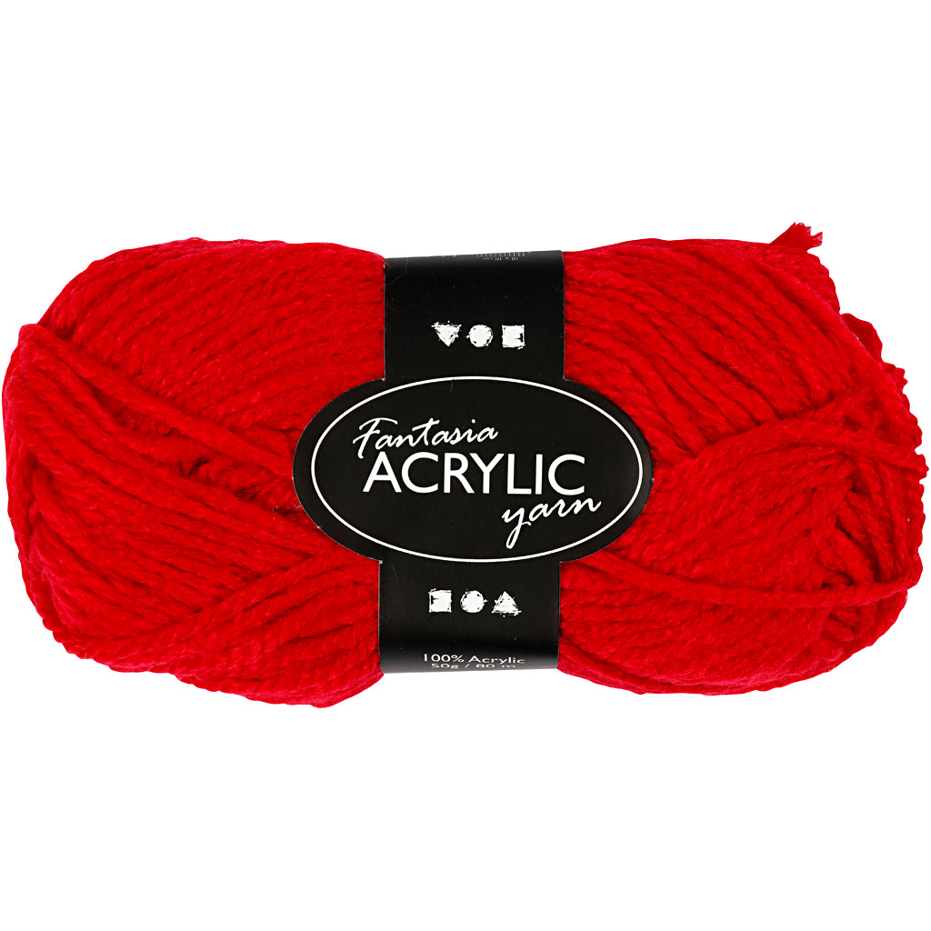 Fantasia Polyacrylgarn, rød, L: 80 m, 50 g/ 1 ngl.