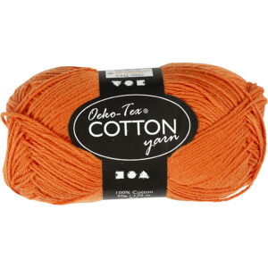 Bomuldsgarn, orange, nr. 8/4, L: 170 m, 50 g/ 1 ngl.