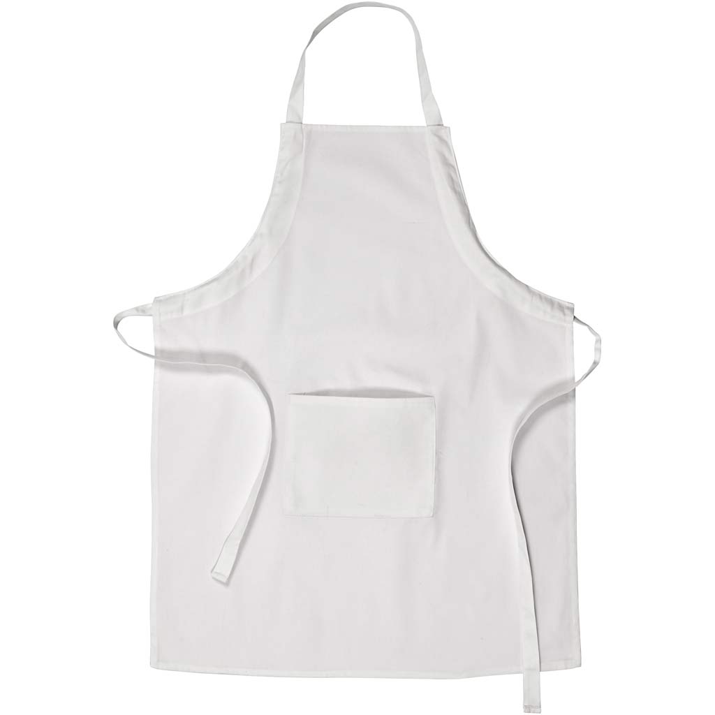 Forklæde, hvid, L: 84 cm, B: 65 cm, str. M-XL cm, 210 g, 1 stk.