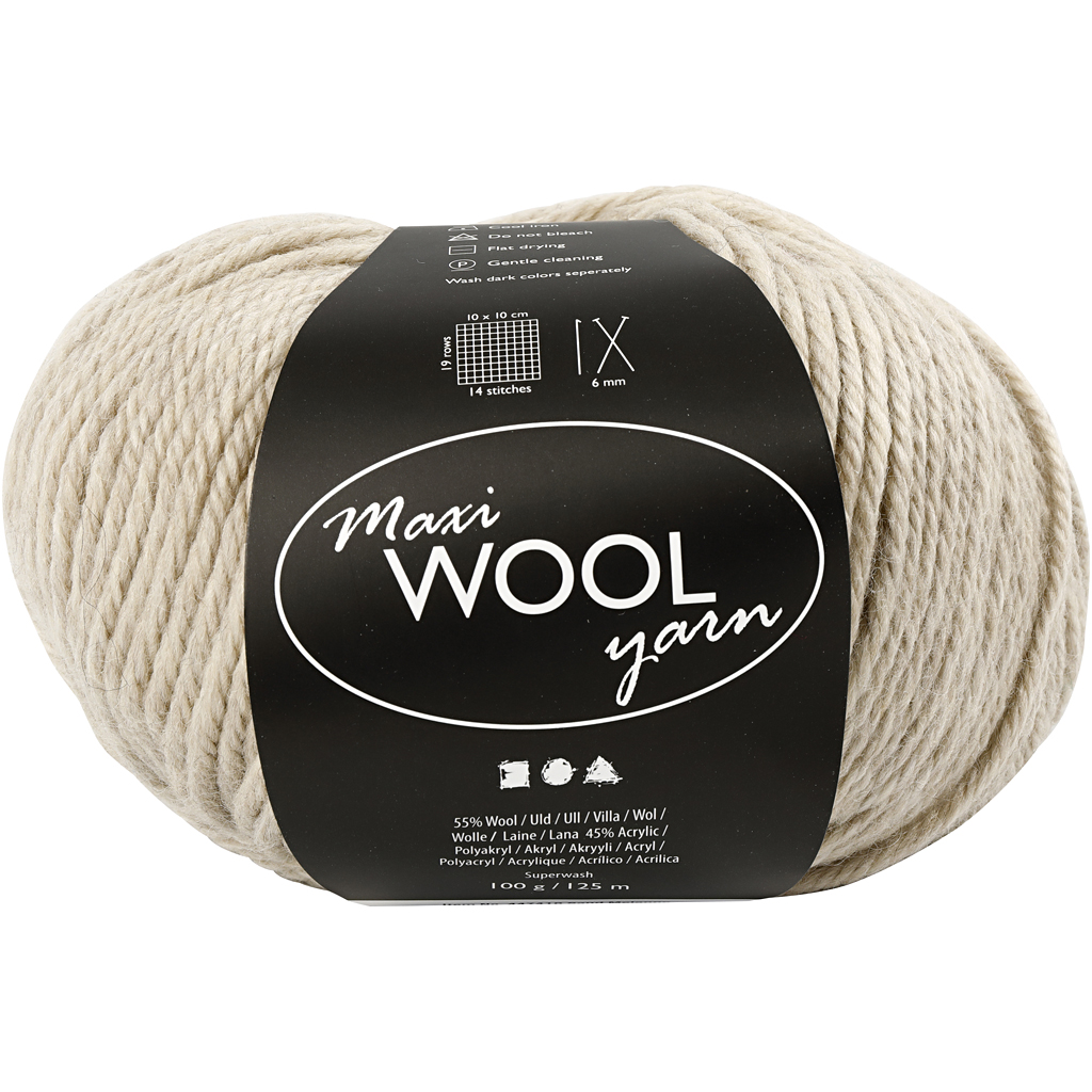 Uldgarn, sand melange, L: 125 m, 100 g/ 1 ngl.