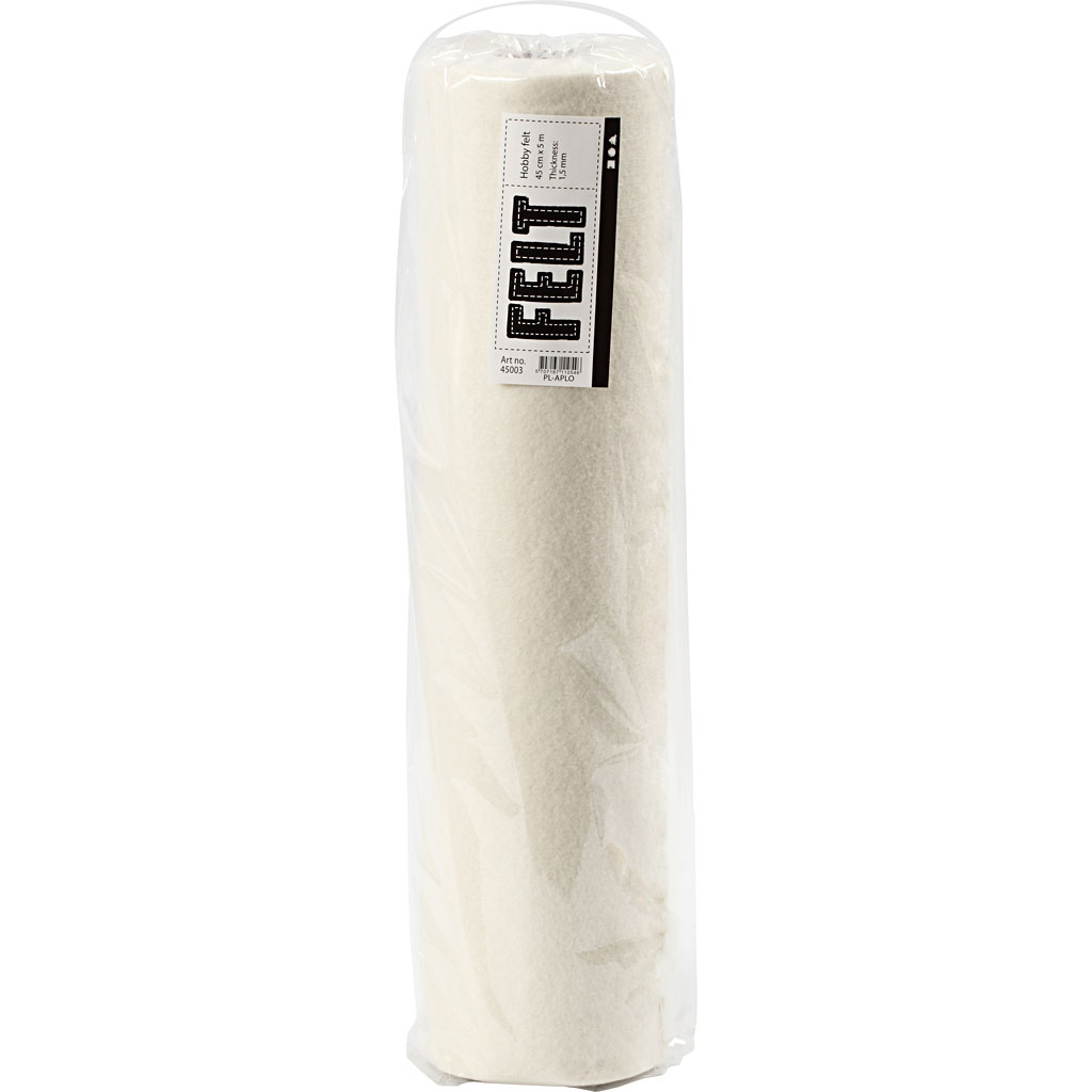 Hobbyfilt, råhvid, B: 45 cm, tykkelse 1,5 mm, 180-200 g, 5 m/ 1 rl. - Billede 3