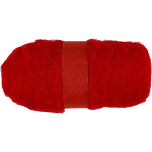 Kartet uld, rød, 100 g/ 1 bdt.