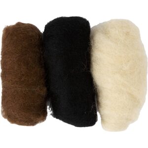 Kartet uld, sort/off-white/brun harmoni, 3x10 g/ 1 pk.