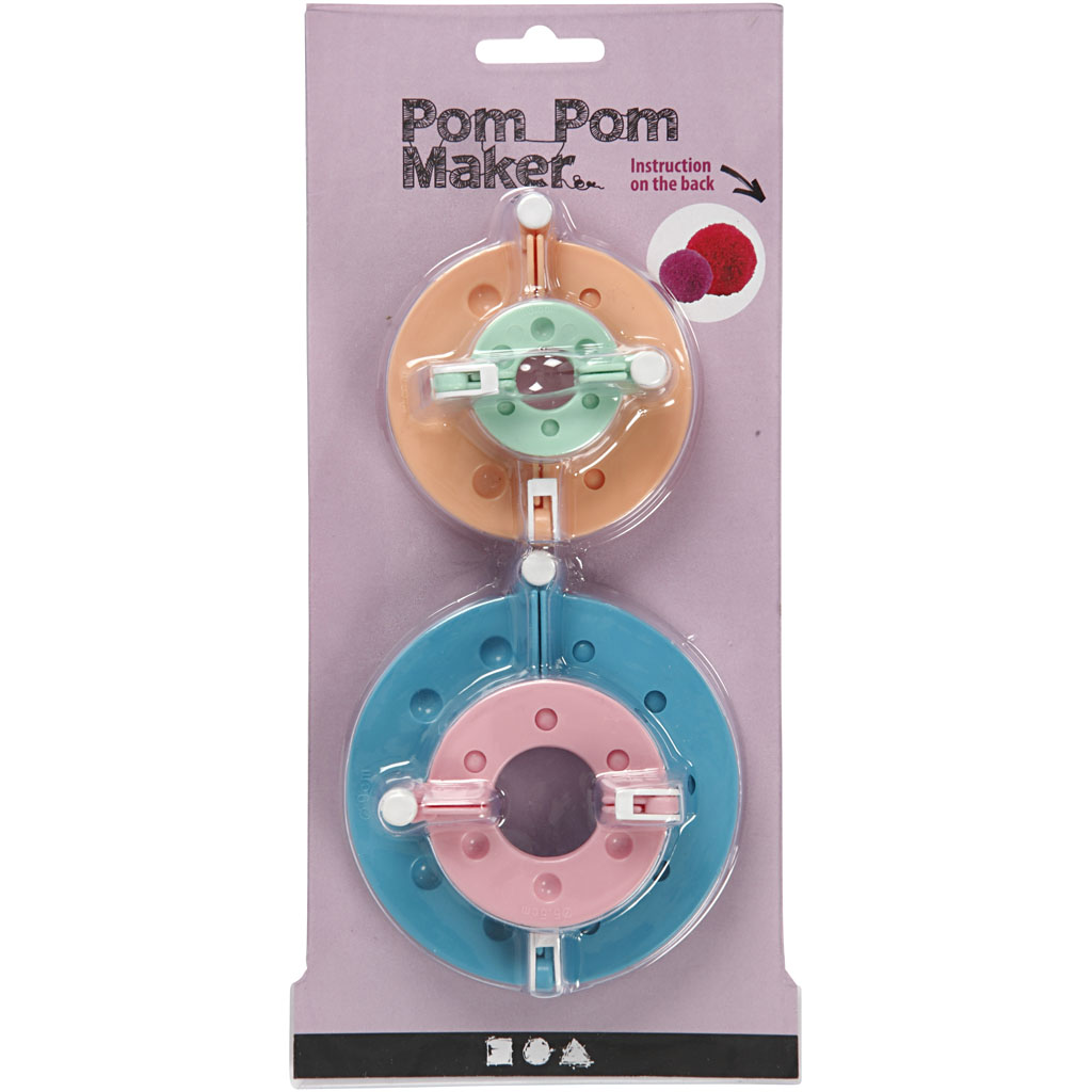 Pomponværktøjer, diam. 3,5+5,5+7+9 cm, 4 stk./ 1 sæt - Billede 2