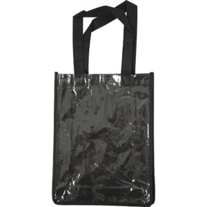 Taske med plastfront, sort, str. 30x23x7 cm, 1 stk.