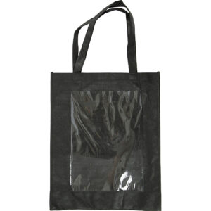 Taske med plastfront, sort, str. 42x34x12 cm, 1 stk.