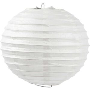 Rispapirlampe, hvid, Rund, diam. 20 cm, 1 stk.