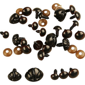 Bamseøjne og -snuder, diam. 10+12,5+15 mm, str. 15+25 mm, 12 ass./ 1 pk.