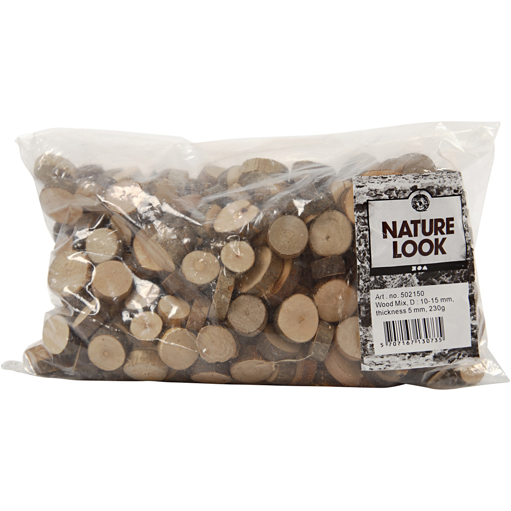 Træmix, diam. 10-15 mm, tykkelse 5 mm, 230 g/ 1 pk. - Billede 4