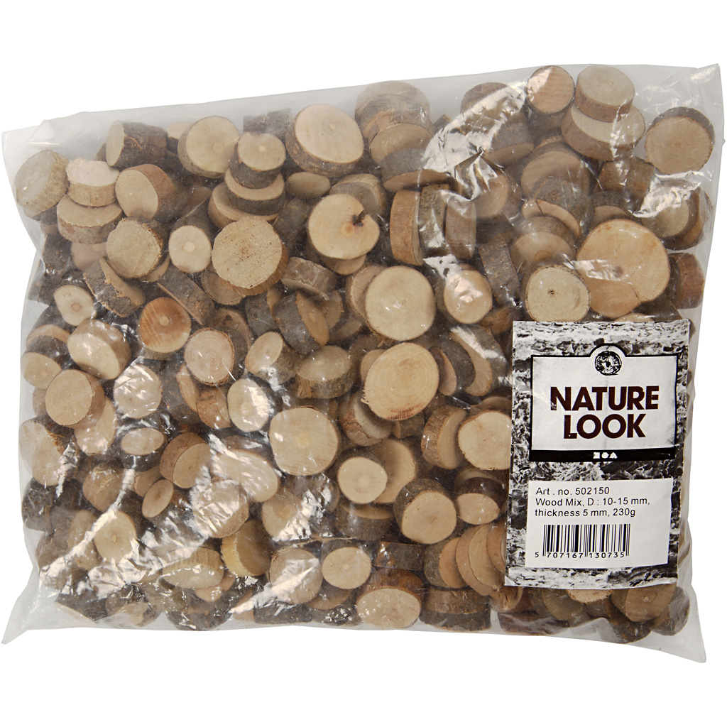 Træmix, diam. 10-15 mm, tykkelse 5 mm, 230 g/ 1 pk. - Billede 5