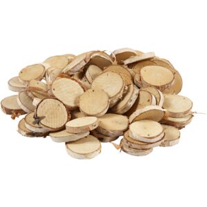Træskiver med hul, diam. 35-45 mm, hulstr. 4 mm, tykkelse 7 mm, 500 g/ 1 pk.