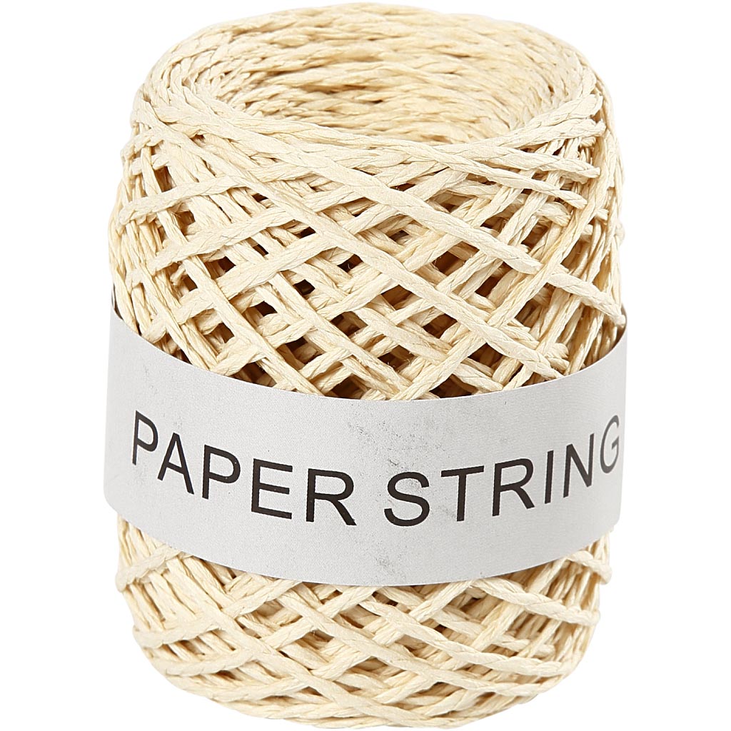 Papirsnor, natur, tykkelse 1 mm, 50 m/ 1 rl.