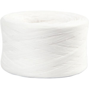 Raffia papirgarn, hvid, B: 7-8 mm, 100 m/ 1 rl.