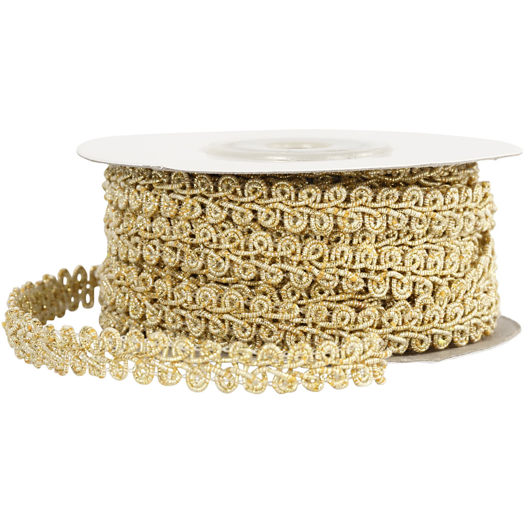 Agraman, guld, B: 10 mm, 10 m/ 1 pk.
