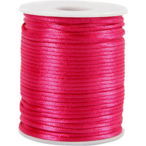 Satinsnor, pink, tykkelse 2 mm, 50 m/ 1 rl.