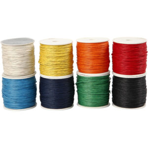 Bomuldssnor, ass. farver, tykkelse 1 mm, 8x40 m/ 1 pk.