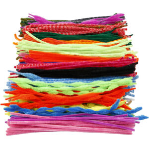 Chenille, ass. farver, L: 30 cm, tykkelse 5-12 mm, 500 ass./ 1 pk.