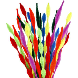 Chenille, ass. farver, figurklippede, L: 30 cm, tykkelse 5-12 mm, 28 ass./ 1 pk.
