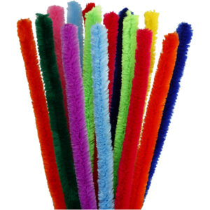 Chenille, ass. farver, L: 30 cm, tykkelse 15 mm, 15 ass./ 1 pk.