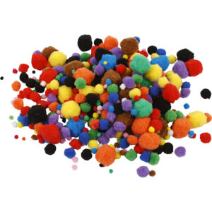 Pomponer, ass. farver, diam. 5-40 mm, 42 g/ 1 pk.