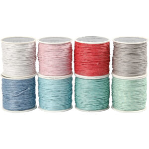 Bomuldssnor, ass. farver, tykkelse 1 mm, 8x40 m/ 1 pk.