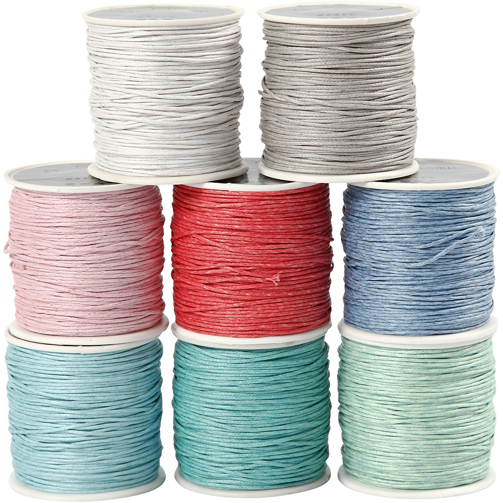 Bomuldssnor, ass. farver, tykkelse 1 mm, 8x40 m/ 1 pk. - Billede 2