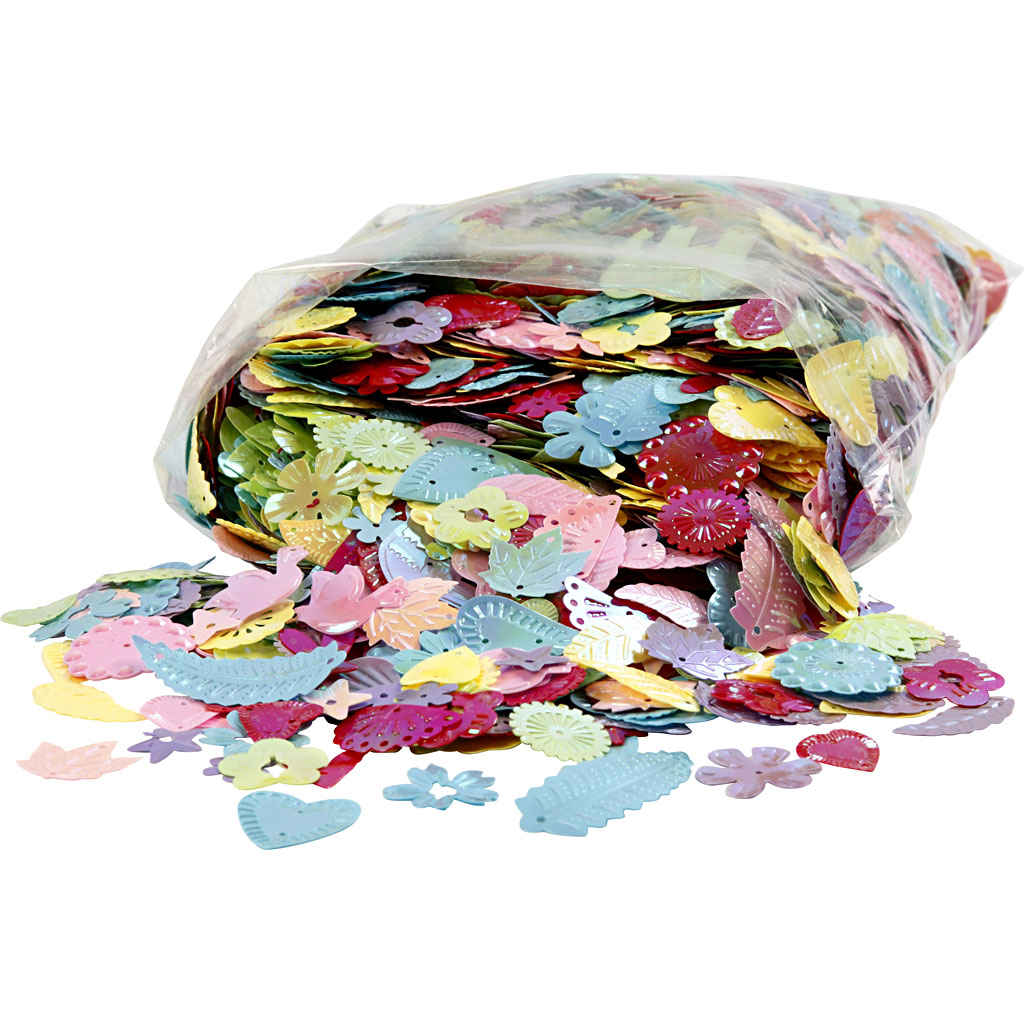 Pailletter, perlemorsfarver, str. 15-45 mm, 400 g/ 1 pk. - Billede 4