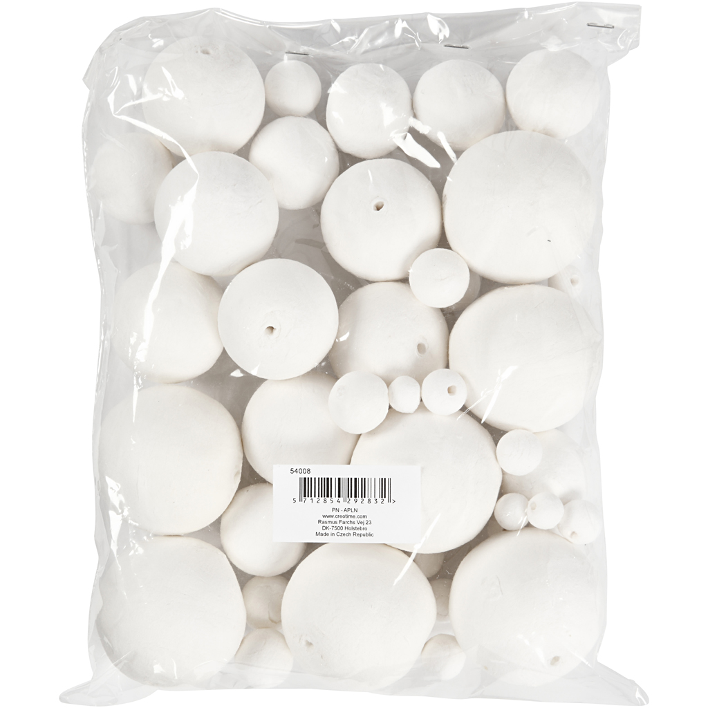 Vatkugle, hvid, diam. 12+15+20+30+40+50 mm, 42 stk./ 1 pk. - Billede 3