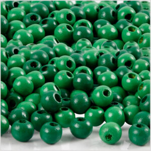 Træperler, grøn, diam. 5 mm, hulstr. 1,5 mm, 6 g/ 1 pk., 150 stk.