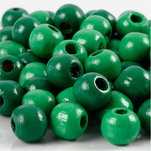 Træperler, grøn, diam. 12 mm, hulstr. 3 mm, 22 g/ 1 pk.