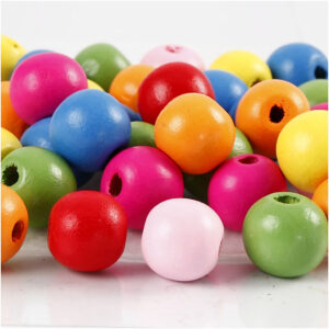 Træperlemix, ass. farver, diam. 12 mm, hulstr. 2,5-3 mm, 500 g/ 1 ps.