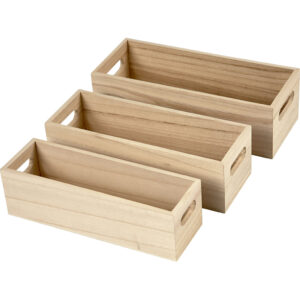 Depotkasser, H: 6,5-7,5 cm, L: 22+23,5+25 cm, B: 6,5+7,5+8,5 cm, 3 stk./ 1 sæt
