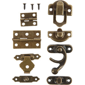 Minibeslag, antik guld, str. 16x19-19x29,5 mm, 15 sæt/ 1 pk.
