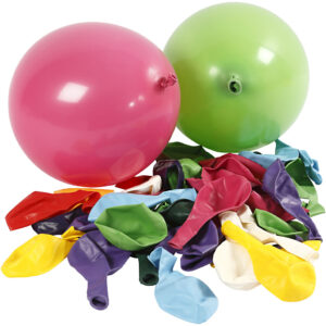 Balloner, ass. farver, runde, diam. 23 cm, 100 stk./ 1 pk.