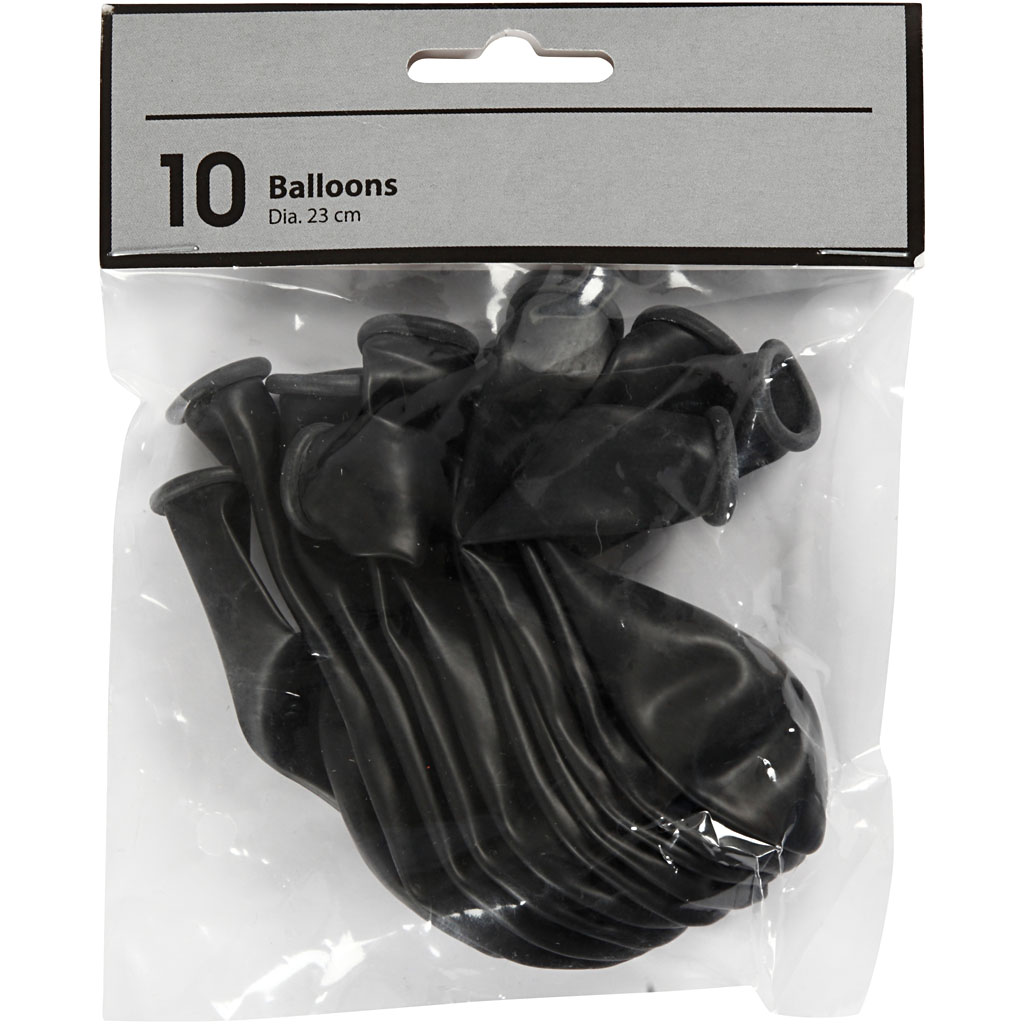 Balloner, sort, diam. 23 cm, 10 stk./ 1 pk. - Billede 4