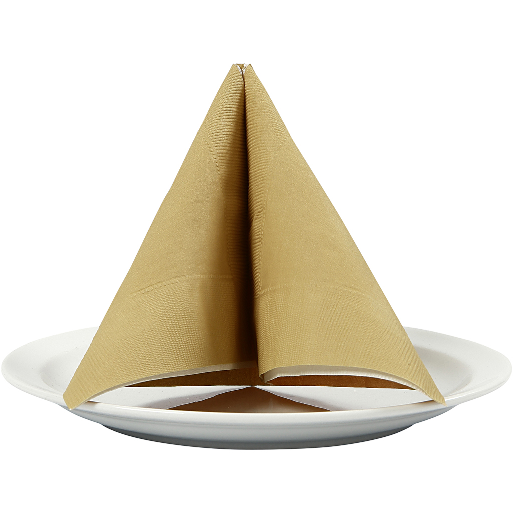 Servietter, guld, str. 40x40 cm, 60 g, 20 stk./ 1 pk.