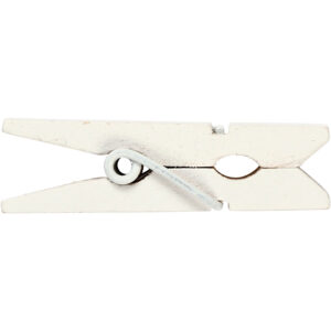 Minitøjklemme, hvid, str. 35x7 mm, tykkelse 9 mm, 20 stk./ 1 pk.
