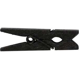 Minitøjklemme, sort, str. 35x7 mm, tykkelse 9 mm, 20 stk./ 1 pk.