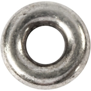 Ledperle, antik sølv, diam. 9 mm, hulstr. 4 mm, 15 stk./ 1 pk.
