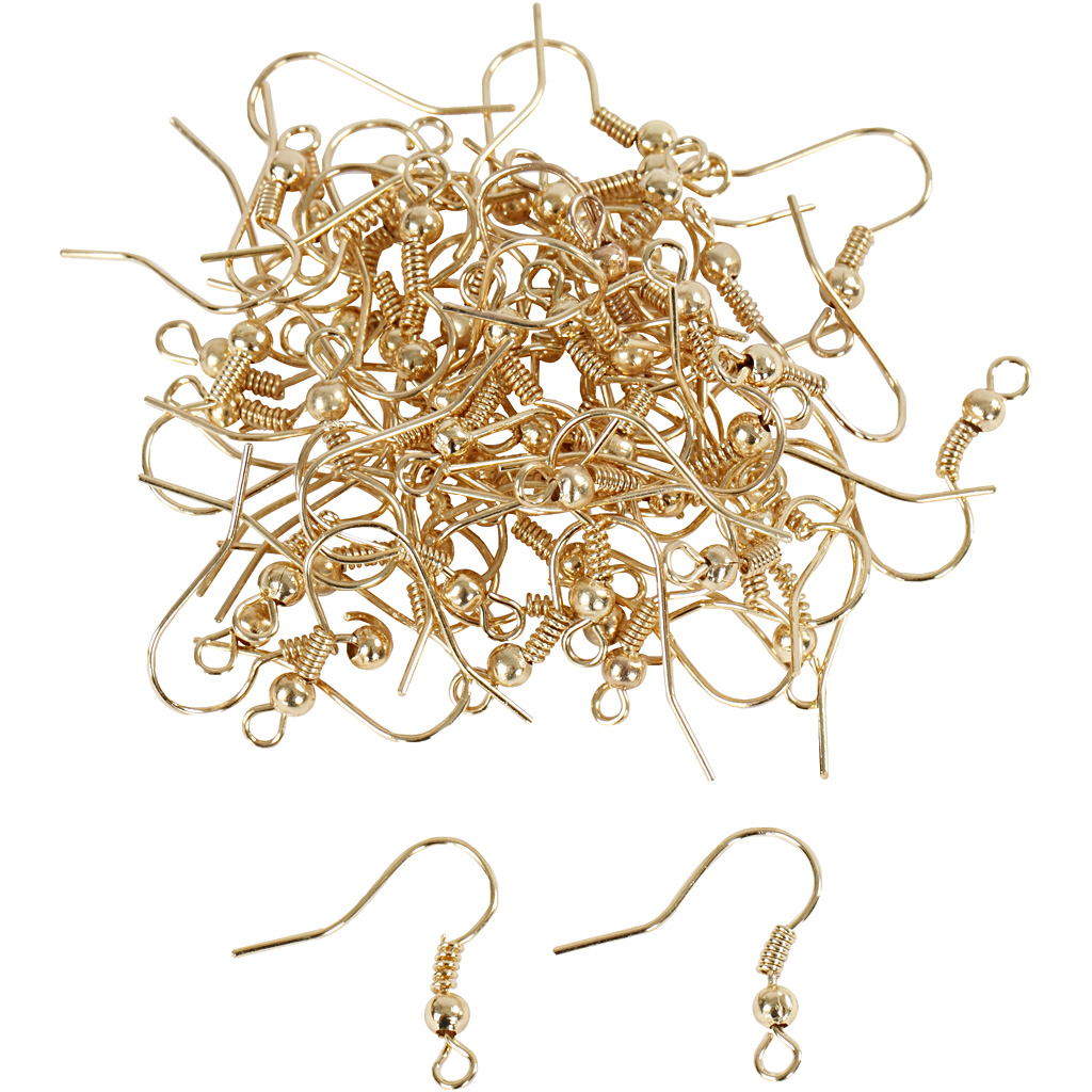 Fransk ørekrog, forgyldt, L: 18 mm, 100 stk./ 1 pk.