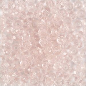Facetperler, lys rosa, diam. 4 mm, hulstr. 1 mm, 45 stk./ 1 streng