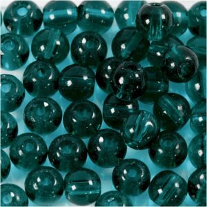 Glasperler, grøn, diam. 4 mm, hulstr. 1 mm, 45 stk./ 1 streng